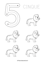 Scheda per imparare a scrivere il numero 5