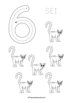 Scheda per imparare a scrivere il numero 6