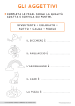 Scheda didattica sugli aggettivi per alunni BES della Scuola Primaria nr. 2