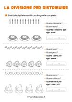 Scheda didattica sulla divisione per distribuire per la classe seconda nr. 3