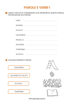 Scheda didattica su parole e verbi in italiano per stranieri e BES nr. 1