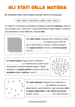 Scheda didattica sugli stati della materia per la classe terza della Scuola Primaria nr. 1