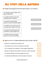 Scheda didattica sugli stati della materia per la classe terza della Scuola Primaria nr. 2