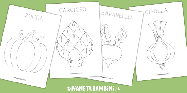 Schede di pregrafismo sulla verdura da stampare