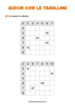 Tabella delle moltiplicazioni da completare nr. 1