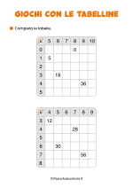 Tabella delle moltiplicazioni da completare nr. 3