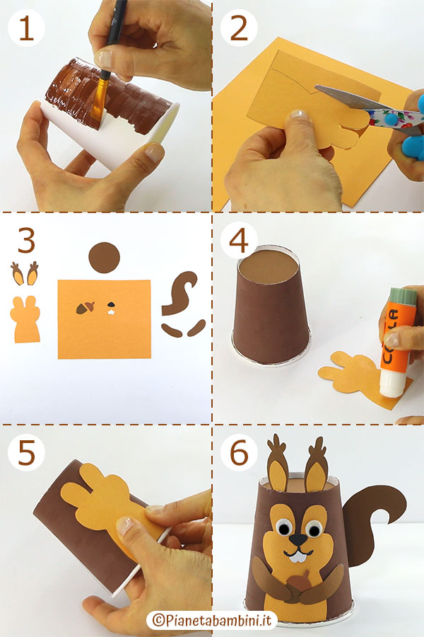 Passaggi per creare lo scoiattolo con bicchiere di carta
