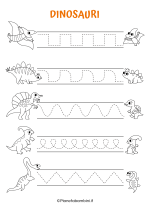 Scheda di pregrafismo sui dinosauri con le linee nr. 2