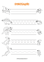 Scheda di pregrafismo sui dinosauri con le linee nr. 4