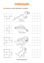 Scheda di pregrafismo sui dinosauri con le linee nr. 6