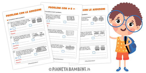 Problemi con le addizioni per la classe seconda e terza della Scuola Primaria
