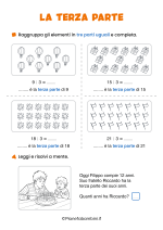 Scheda didattica sulla metà, terza e quarta parte per la classe seconda nr. 2
