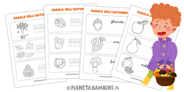 Schede didattiche sulle parole dell'autunno per bambini
