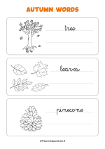 Scheda sulle parole dell'autunno in inglese in corsivo nr. 2