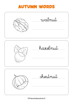 Scheda sulle parole dell'autunno in inglese in corsivo nr. 3