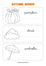 Scheda sulle parole dell'autunno in inglese in corsivo nr. 6