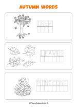 Scheda sulle parole dell'autunno in inglese in stampatello nr. 2