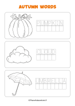 Scheda sulle parole dell'autunno in inglese in stampatello nr. 6