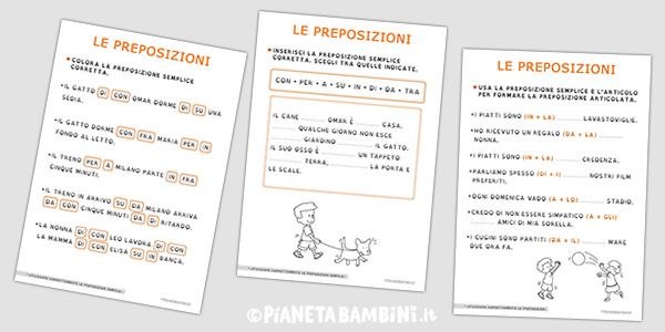 Schede didattiche sulle preposizioni per alunni BES della Scuola Primaria