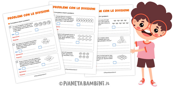 Problemi con le divisioni per la classe seconda, terza e quarta della Scuola Primaria