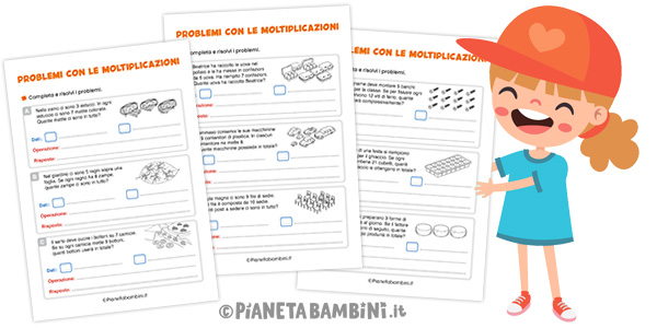 Problemi con le moltiplicazioni per la classe seconda e terza della Scuola Primaria