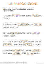 Scheda didattica sulle preposizioni per alunni BES della Scuola Primaria nr. 1
