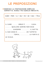 Scheda didattica sulle preposizioni per alunni BES della Scuola Primaria nr. 2