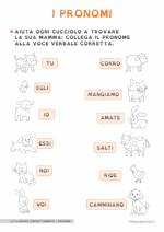 Scheda didattica sui pronomi per alunni BES della Scuola Primaria nr. 1